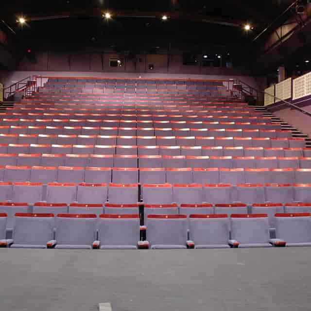Myers Studio theater venue with tiered seating for plenary sessions and keynote lectures.
