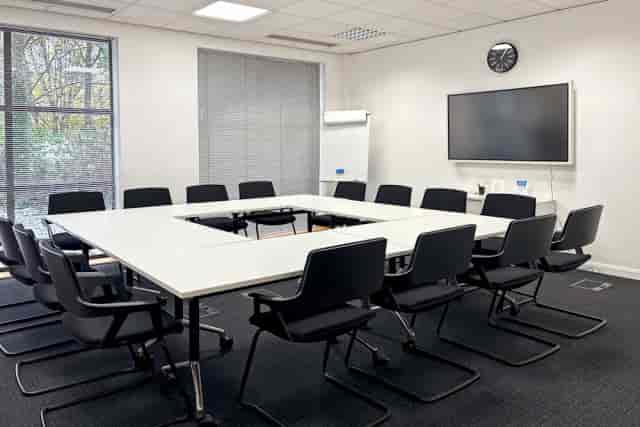 Hollow-square boardroom at Solihull Hospital Education Centre for interactive workshops.