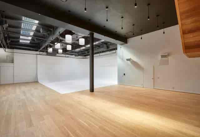 Industrial blank-canvas event space in York with cyclorama wall for brand activations and photoshoots.