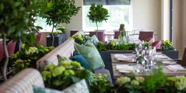 Private dining at Hogarths Solihull: plush banquettes for corporate events and boutique receptions.