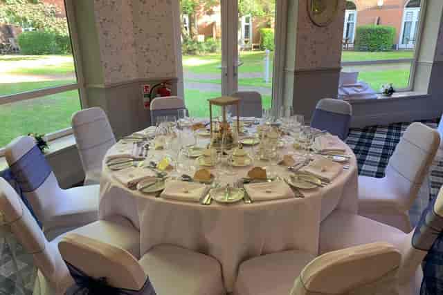 Regency Hotel Solihull banquet setup for elegant social events and luncheons.