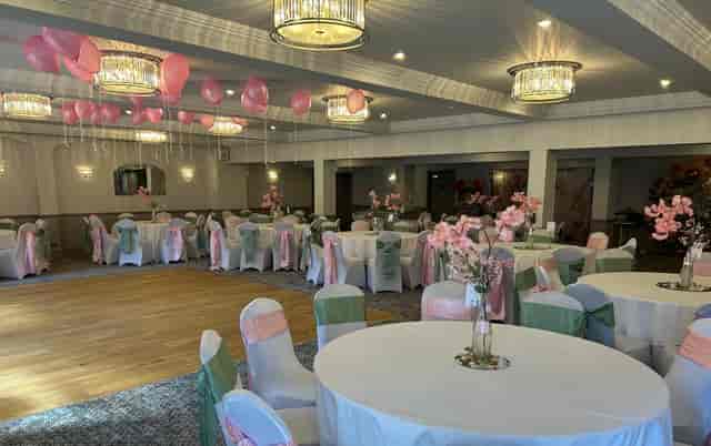 Banquet setup with balloon decor at Regency Hotel Solihull for wedding and gala event planning.