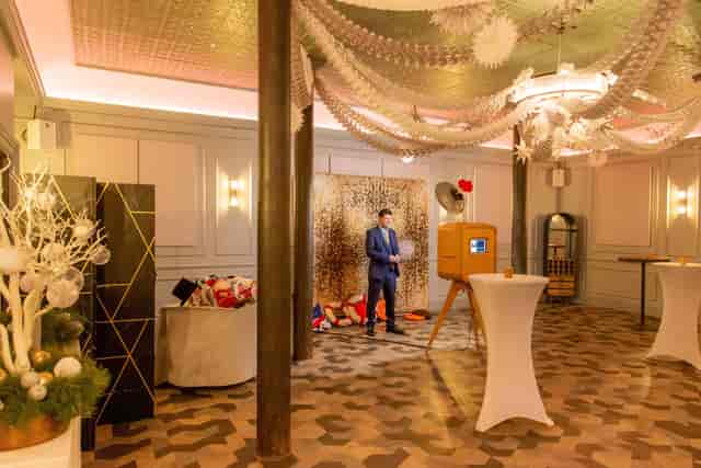 Pasteur Room event space with photo booth, ideal for corporate reception or social function.