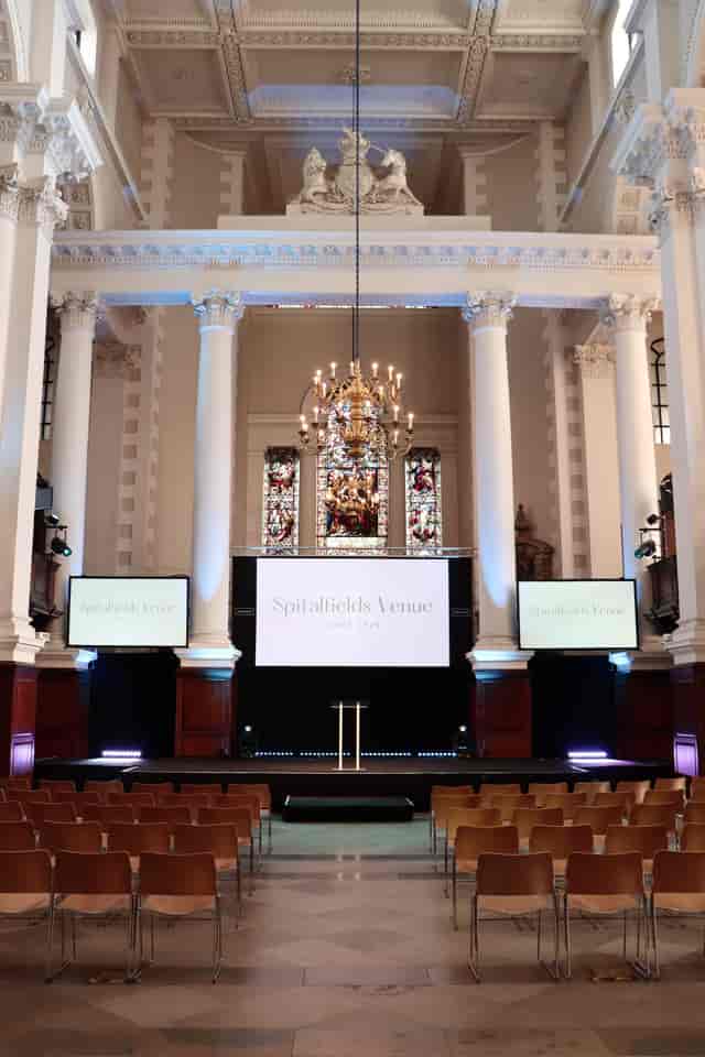 Old Vestry Room, Spitalfields: historic venue with modern AV for corporate events and presentations.