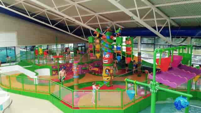 Lagoon Pool indoor water park for family events and corporate team-building activities.