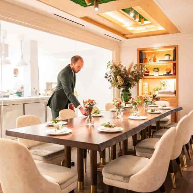 Private dining room at Morchella with elegant table setting for corporate events and luxury meetings.