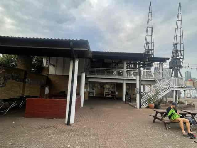 Industrial-chic outdoor venue at DSWC Docklands for networking events and pop-up activations.