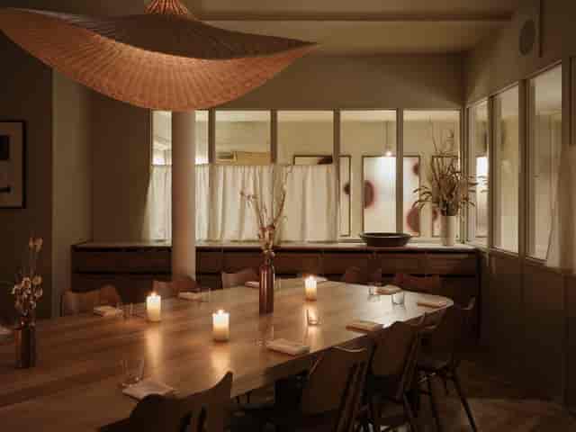 Morchella private dining room with warm ambient lighting for board meetings and exclusive dinners.