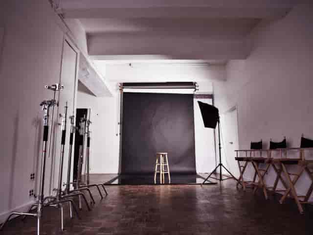 Main Gallery studio for professional headshots and content creation with grip gear.
