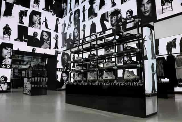 Soho Square experiential retail event space with immersive digital wall.
