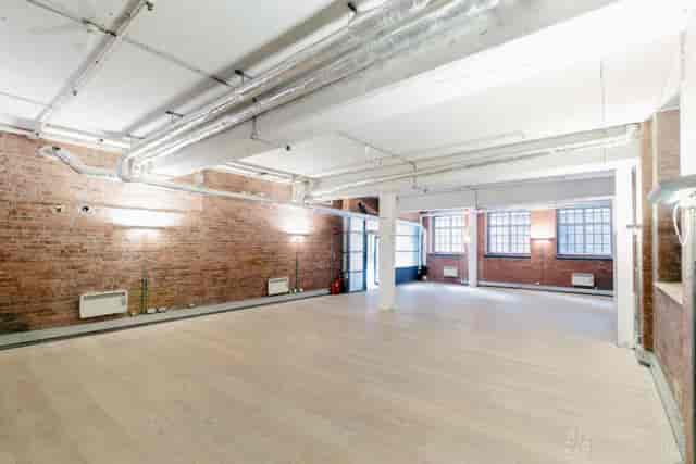 Industrial Soho Square event space with exposed brick, perfect for pop-ups and workshops.