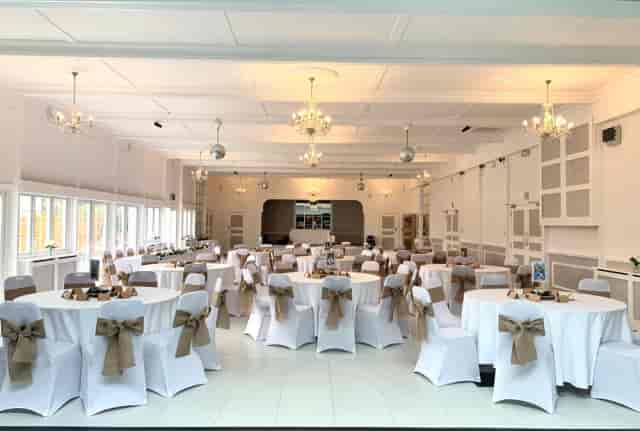 The Function Bar at Club Langley with crystal chandeliers, perfect for weddings and receptions.