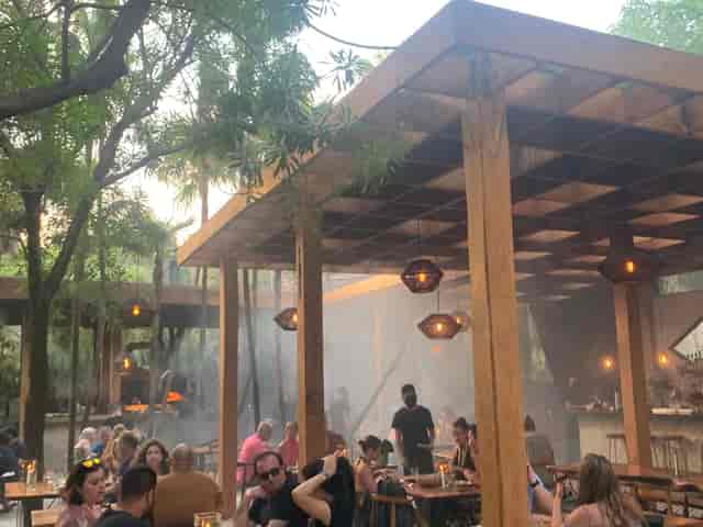 Rooftop terrace venue with atmospheric lighting for corporate receptions and business mixers.