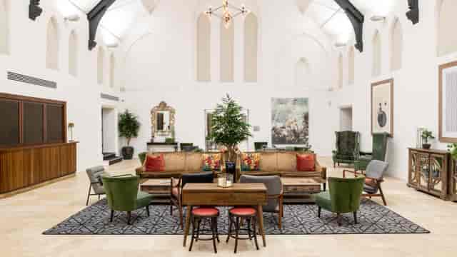 Studio 1 at CFC Studio, a high-ceilinged lounge for corporate meetings and upscale events.