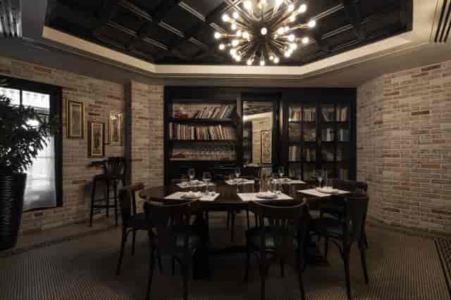 Luxury private dining room at CQ French Brasserie for executive board meetings and VIP events.