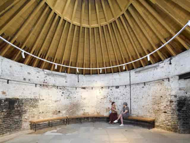 Windmill Base at Quentin Blake Centre: Circular industrial venue for workshops and art events.