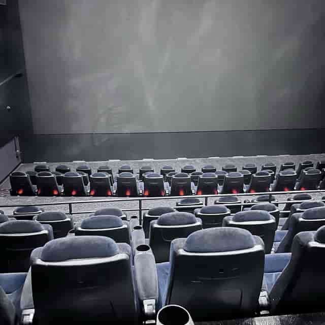 Tiered auditorium at Soho Screening Rooms for professional presentations and keynote screenings.