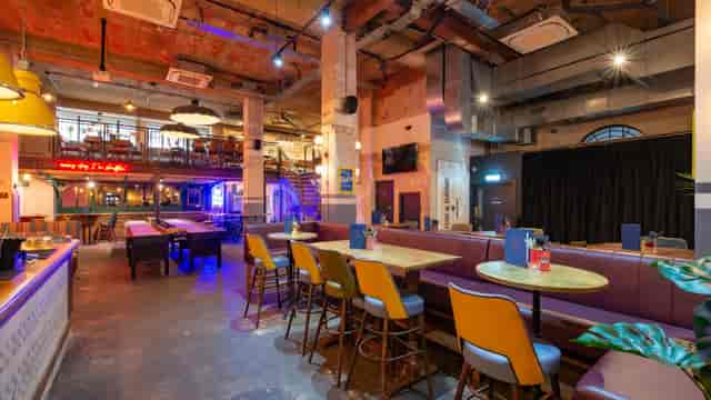 Multi-level industrial venue at W London for networking events and team socials.