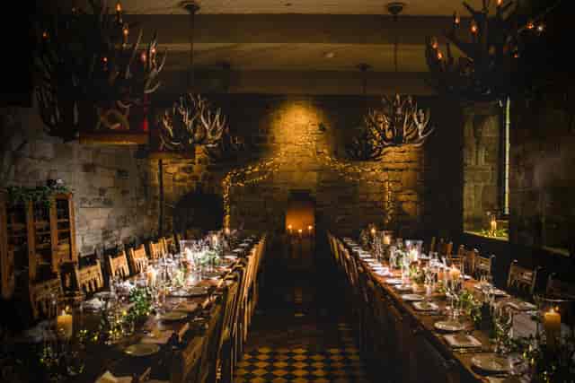 Oak Room at Chadderton Town Hall: moody venue for intimate private dinners and events.