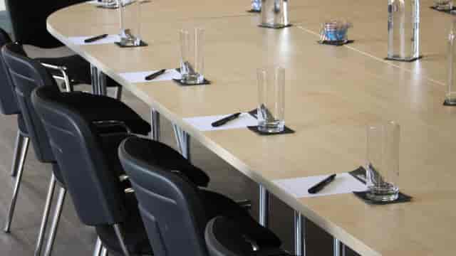 Kings Hall College training room, boardroom setup for professional workshops and corporate events.