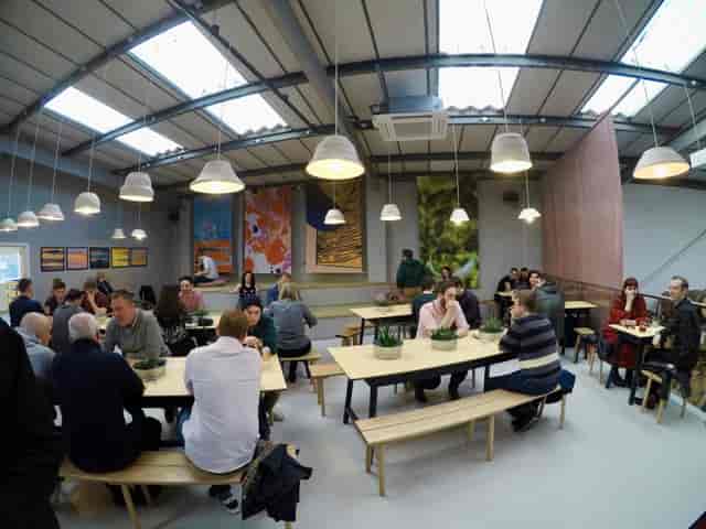 Industrial-chic Cloudwater Taproom for networking and collaborative workshop events.