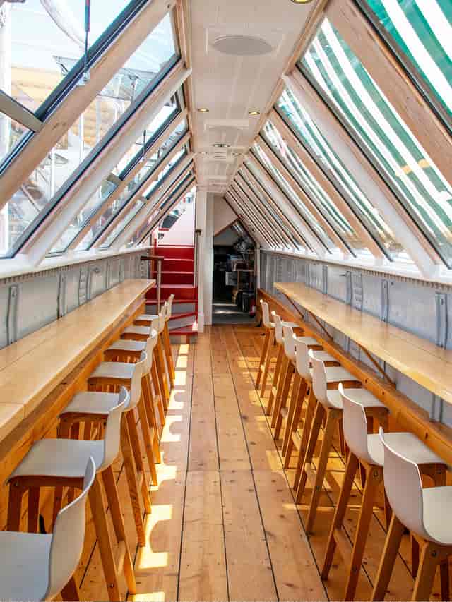 Greenshank venue with glass-encased bar seating for professional workshops and networking events.