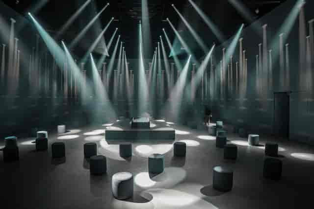 Qube Acton production space with projection mapping for immersive corporate events and brand launches.