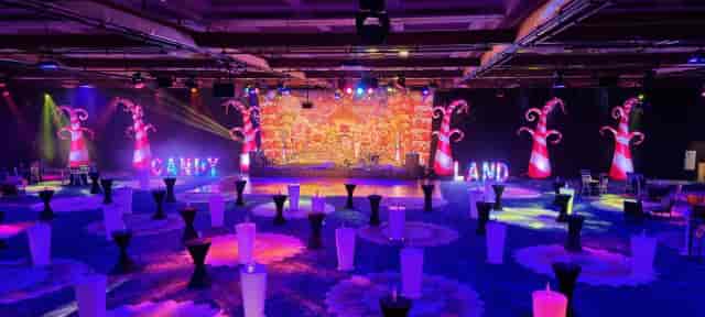 Candy Land themed ballroom event at Gold Coast Convention Centre with custom staging.