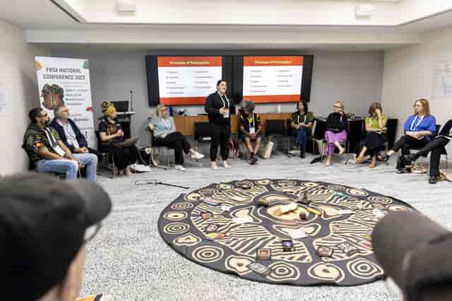 Gold Coast conference room with circular seating for inclusive corporate event and workshop.