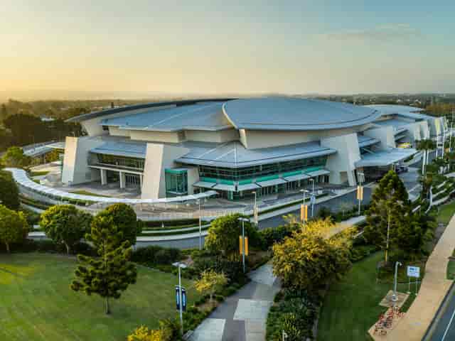 Modern convention center foyer at Gold Coast exhibition venue for large-scale corporate events.