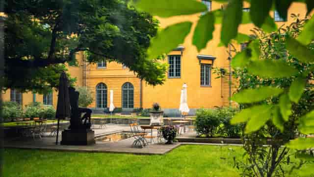 Barockhallen outdoor venue for upscale cocktail receptions and networking events.