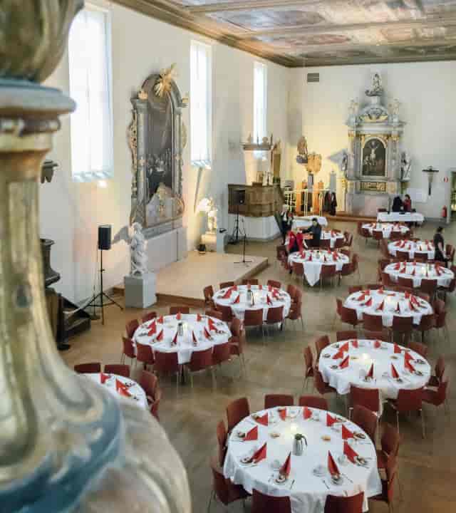 Barockhallen banquet venue with historic architecture, ideal for gala events and corporate dinners.