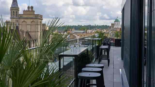 Modern Brasserie Blanc Oxford terrace, ideal for corporate cocktail receptions and networking events.