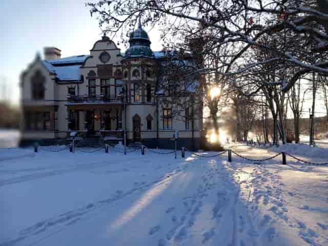 Historic Sjöhuset yoga studio, exclusive venue for luxury corporate retreats and winter events.