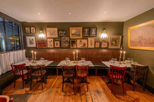 Rustic private dining room at The Cellar, Notting Hill for team dinners and client receptions.