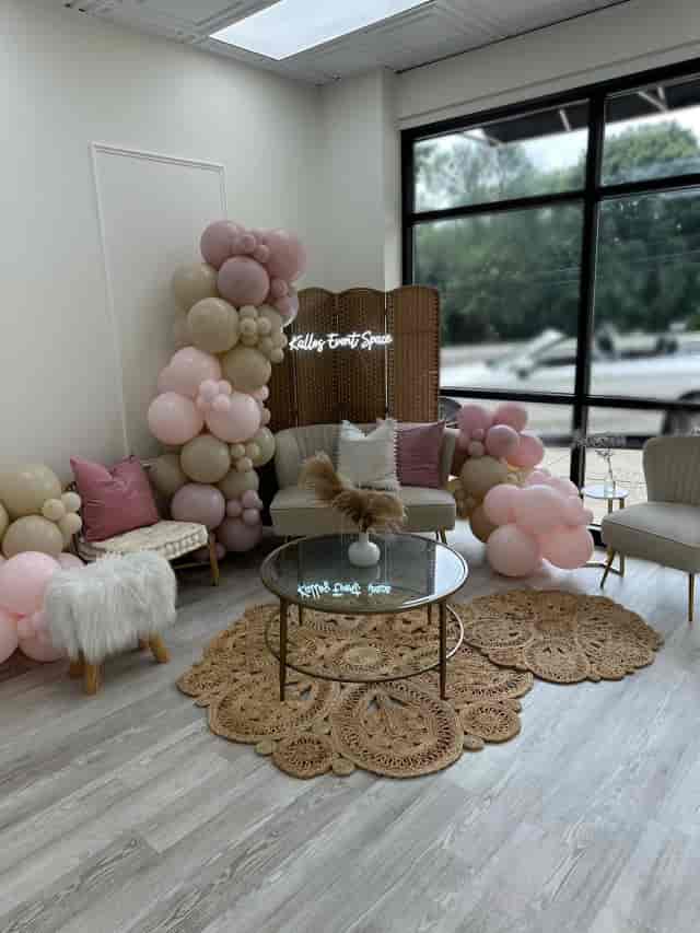 Main Bar and lounge with pampas grass decor for event venues and Instagrammable party backdrops.