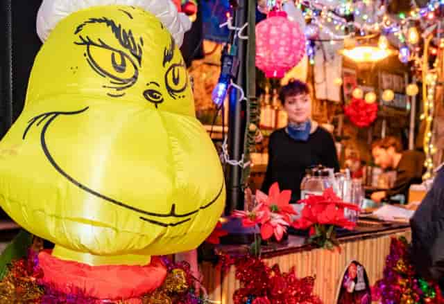 Holiday pop-up decor at Playwright Celtic Pub for immersive event venue hire.