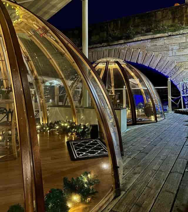 Small dining domes in The Folly, perfect for intimate outdoor corporate events and brand activations.