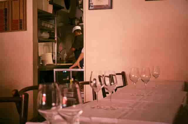 The Salon at Brasserie Blanc: Kitchen and dining setup for intimate private event catering.