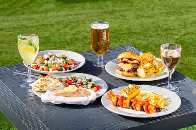 Outdoor terrace dining at David Lloyd Oxford for corporate networking and business lunches.