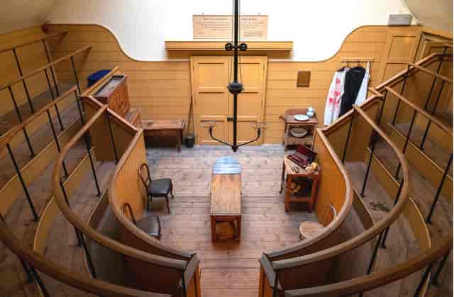 Historical amphitheater operating theatre for surgical training and medical events.
