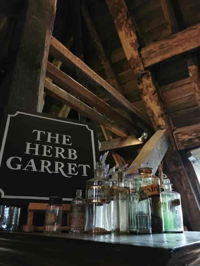 Historic Herb Garret event space with exposed timber, perfect for unique receptions and workshops.