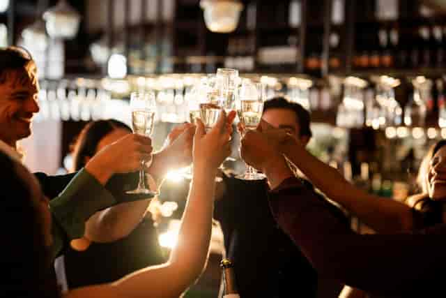 Corporate networking reception at First Floor Bar, Picturehouse Central with beverage service.