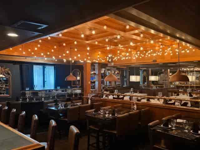 The Back Room at Sam's Chop House: wood-paneled private dining and corporate event venue.