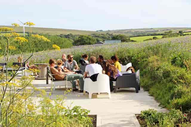 The Villa Corner at Circolo Popolare: outdoor breakout session venue for corporate networking.