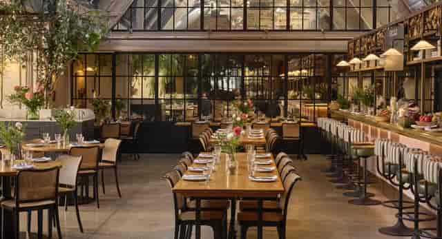 Industrial-chic Circolo Popolare indoor courtyard for corporate networking events.