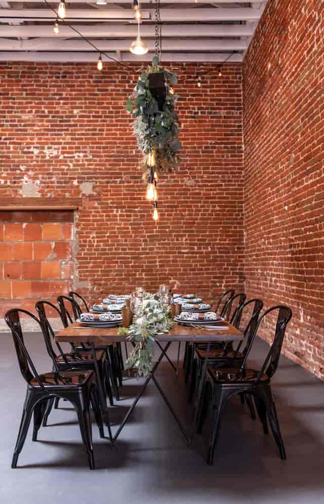 Industrial-chic Pannikin Building venue with exposed brick for private events and dinner parties.