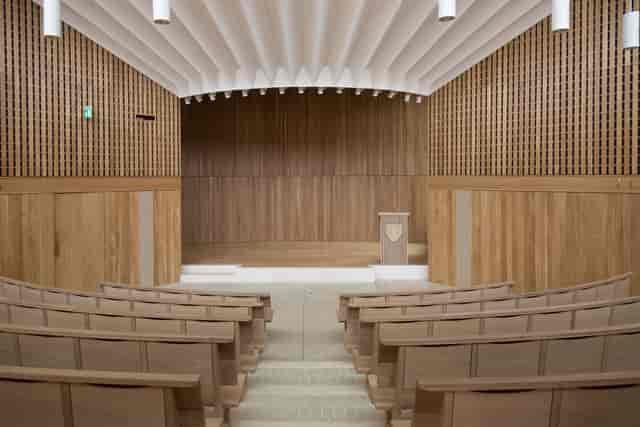 Sultan Nazrin Shah Centre auditorium: wood-paneled stage for academic lectures and corporate events.