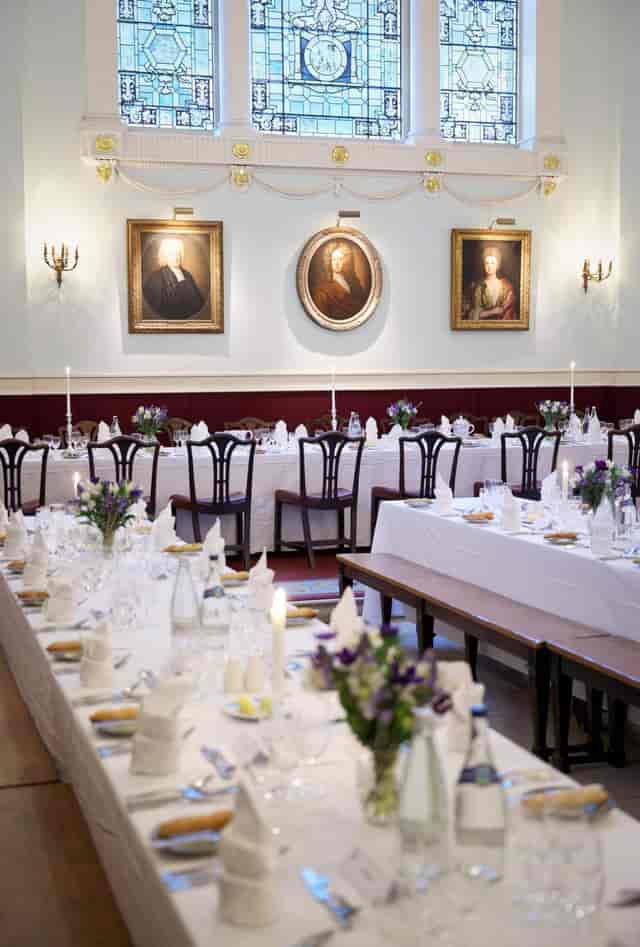 Main Dining Hall at Worcester College set for a formal banquet, ideal for galas and corporate events.