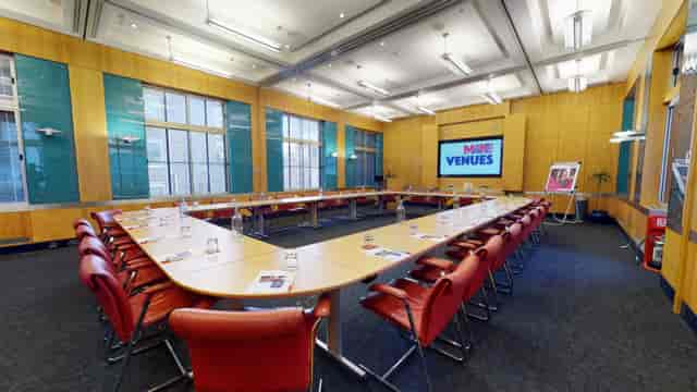 U-shape boardroom at Broadway House Make Venues, perfect for corporate meetings and conferences.
